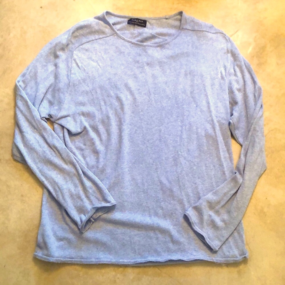 Zara Man Basic Light Blue Lightweight Sweater. - image 1